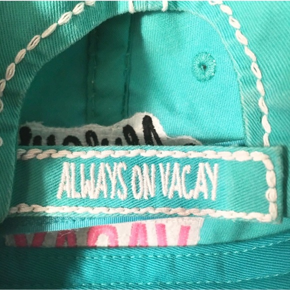 Cutest NWOT Kbethos Always on Vacay Turquoise Green Distressed Baseball Cap - Picture 6 of 8